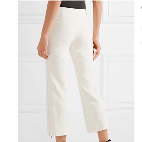 JONATHAN SIMKHAI Lace-up Cropped Crepe Flared Pants In Ivory - Picture 1 of 9